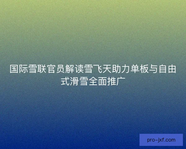 国际雪联官员解读雪飞天助力单板与自由式滑雪全面推广